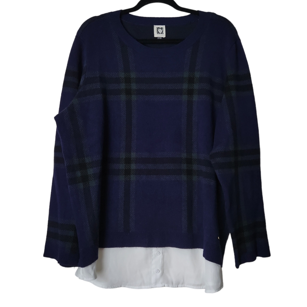 Anne Klein Layered-Look Plaid Sweater